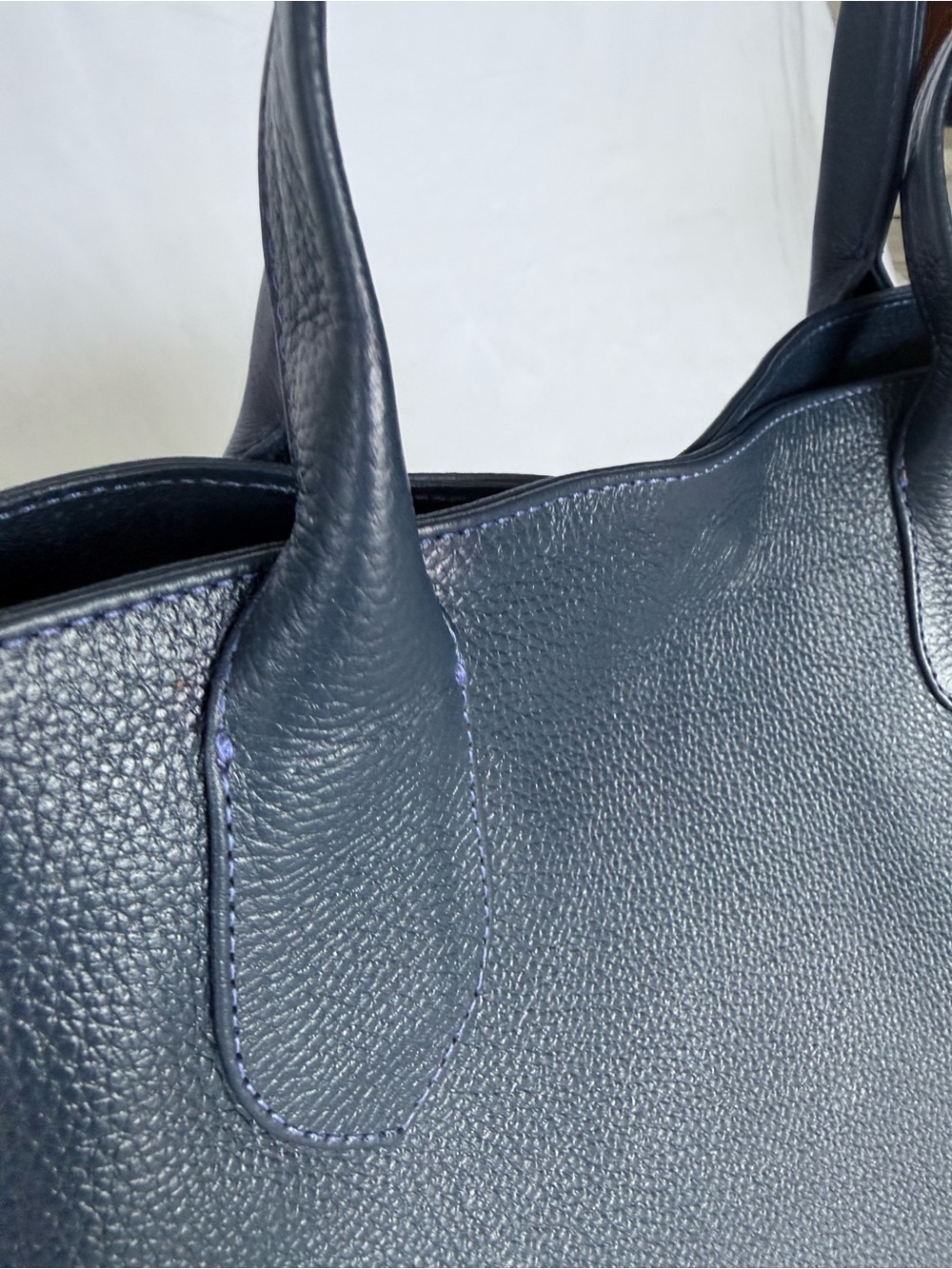 Classic Dark Blue Leather Tote Bag - Ref Liner Everyday Carry - Picture 5 of 9